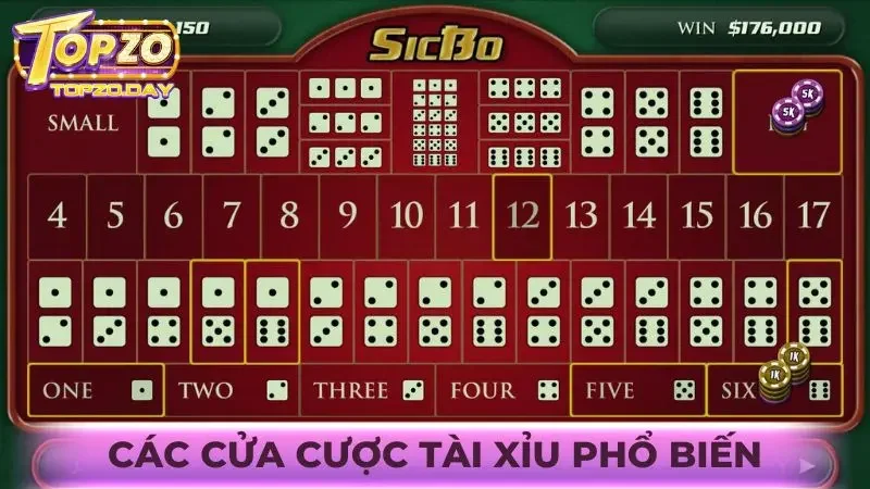 Sicbo là gì? 4 cách chơi Tài xỉu kiếm tiền thật tại Topzo 3 Các cửa cược Tài xỉu phổ biến