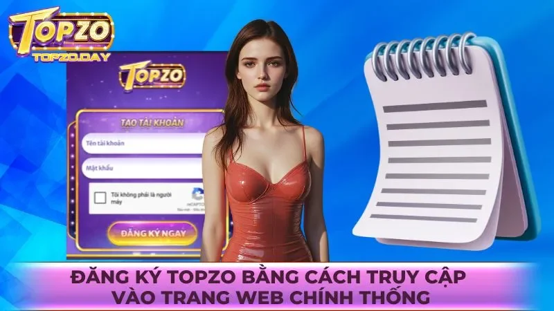 Đăng ký Topzo bằng cách truy cập vào trang web chính thống